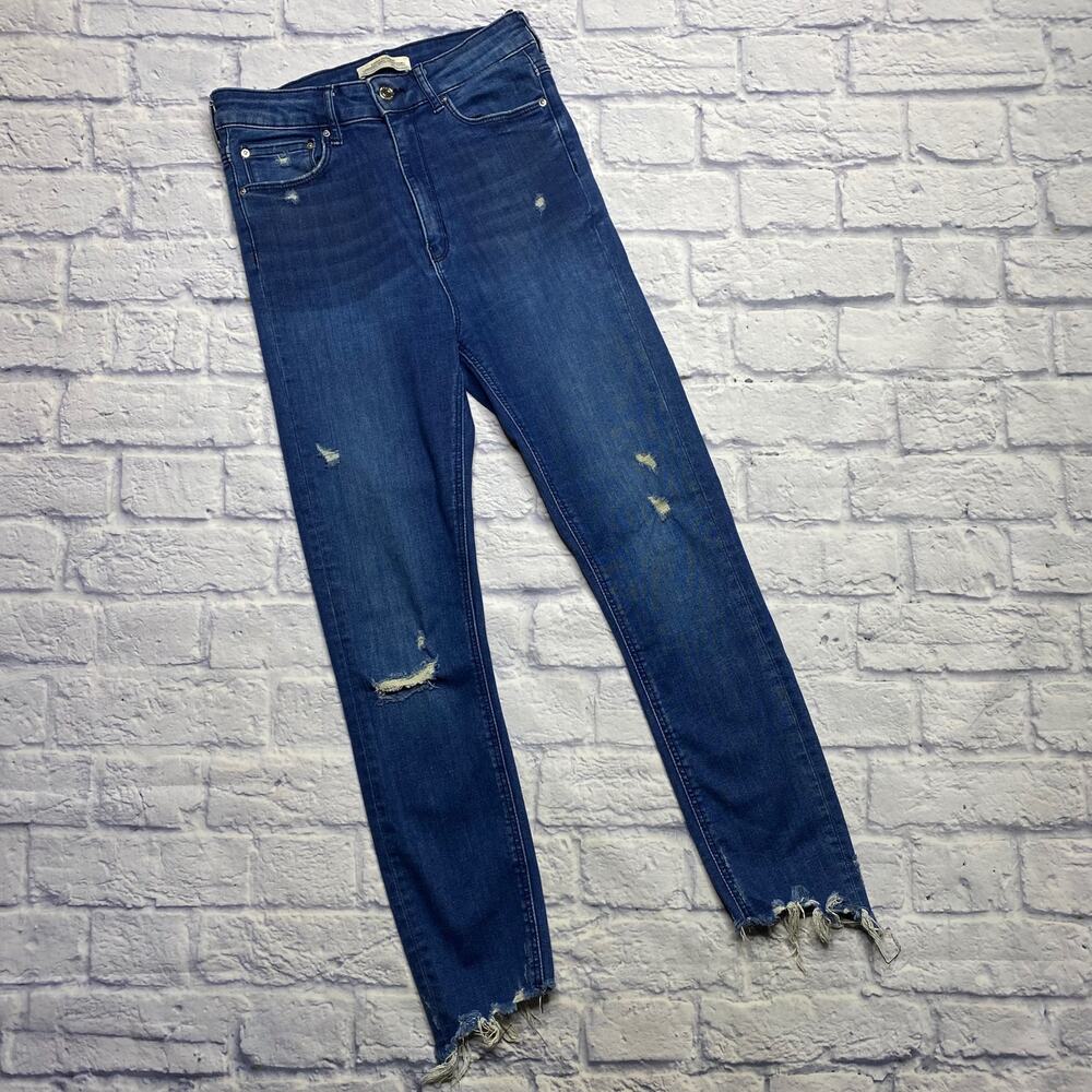 Zara Woman Premium Denim Collection Distressed Jeans
